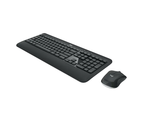 Full-size Logitech wireless keyboard with palm rest