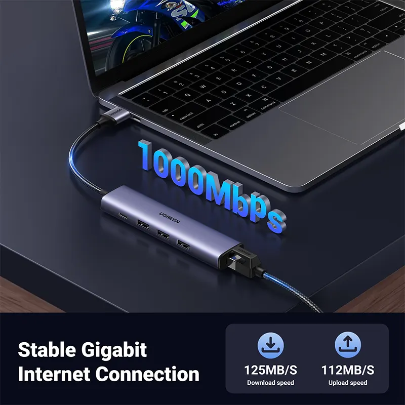 UGREEN CM475 USB 3.0 Hub with Gigabit Ethernet – 60554 - Image 4
